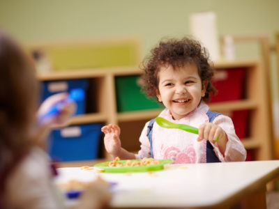 Children eating lunch in kindergarten